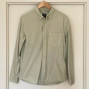 Seafoam green denim shirt
